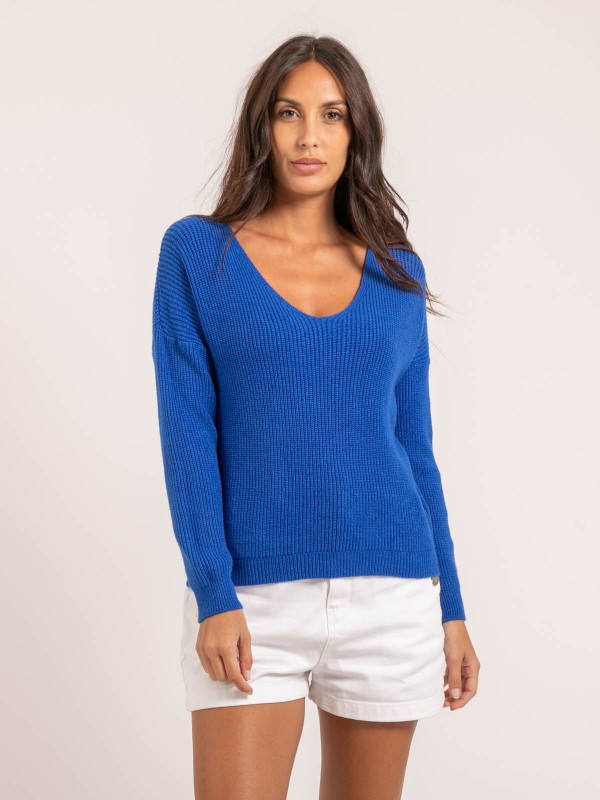 Pull col V KYLEENA - Bleu...