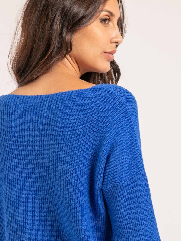 Pull col V KYLEENA - Bleu...