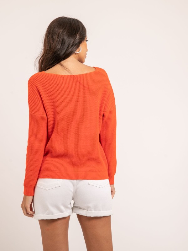 Pull col V KYLEENA - Orange