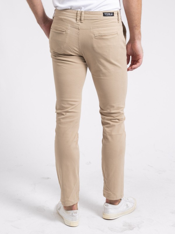 Pantalon chino slim coton marron foncé homme