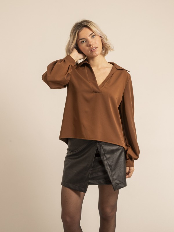 Blouse col V OLONIE - Camel