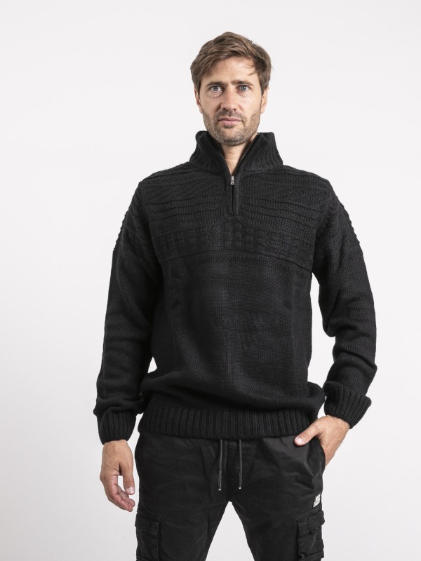 Pull col zippé LOGIPAL - Noir