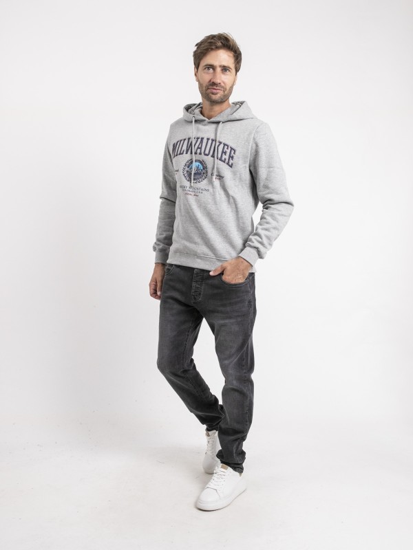 Sweat capuche WOULAO - Gris...