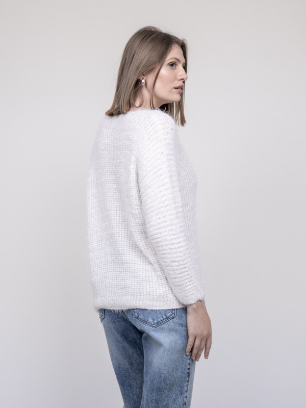 Pull col V maille chenille...